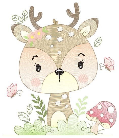 Deer embroidery design - Woodland Animal embroidery designs machine embroidery pattern - Newborn embroidery file - Baby girl embroidery