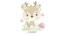 Laden Sie das Bild in den Galerie-Viewer, Deer embroidery design - Woodland Animal embroidery designs machine embroidery pattern - Newborn embroidery file - Baby girl embroidery
