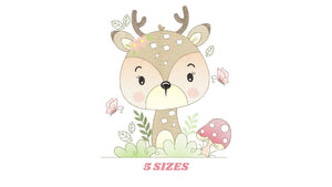 Deer embroidery design - Woodland Animal embroidery designs machine embroidery pattern - Newborn embroidery file - Baby girl embroidery