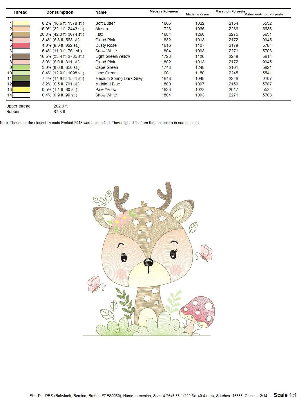 Deer embroidery design - Woodland Animal embroidery designs machine embroidery pattern - Newborn embroidery file - Baby girl embroidery