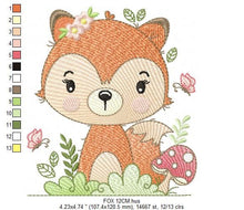 Cargar imagen en el visor de la galería, Red Fox embroidery designs - Woodland animal embroidery design machine embroidery pattern - Baby girl embroidery file - instant download PES
