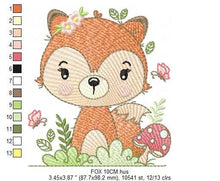 Cargar imagen en el visor de la galería, Red Fox embroidery designs - Woodland animal embroidery design machine embroidery pattern - Baby girl embroidery file - instant download PES
