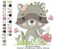 Laden Sie das Bild in den Galerie-Viewer, Raccoon embroidery designs - Woodland Animal embroidery design machine embroidery pattern - Baby girl embroidery file - instant download pes
