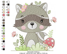 Laden Sie das Bild in den Galerie-Viewer, Raccoon embroidery designs - Woodland Animal embroidery design machine embroidery pattern - Baby girl embroidery file - instant download pes
