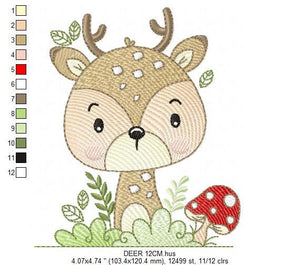 Deer embroidery design - Animal embroidery designs machine embroidery pattern - Florest embroidery file - Baby boy embroidery Woodland pes