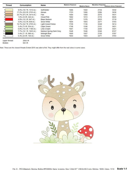 Deer embroidery design - Animal embroidery designs machine embroidery pattern - Florest embroidery file - Baby boy embroidery Woodland pes
