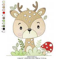 Charger l&#39;image dans la galerie, Deer embroidery design - Animal embroidery designs machine embroidery pattern - Florest embroidery file - Baby boy embroidery Woodland pes
