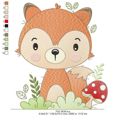 Fox embroidery designs - Red Fox embroidery design machine embroidery pattern - Woodland Animal embroidery file - Baby boy design pes jef