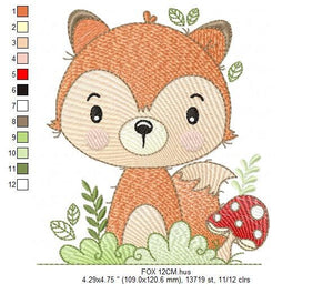 Fox embroidery designs - Red Fox embroidery design machine embroidery pattern - Woodland Animal embroidery file - Baby boy design pes jef