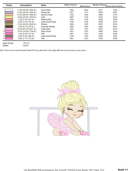 Ballerina embroidery designs - Ballet dancer embroidery design machine embroidery pattern - baby girl embroidery file - instant download jef