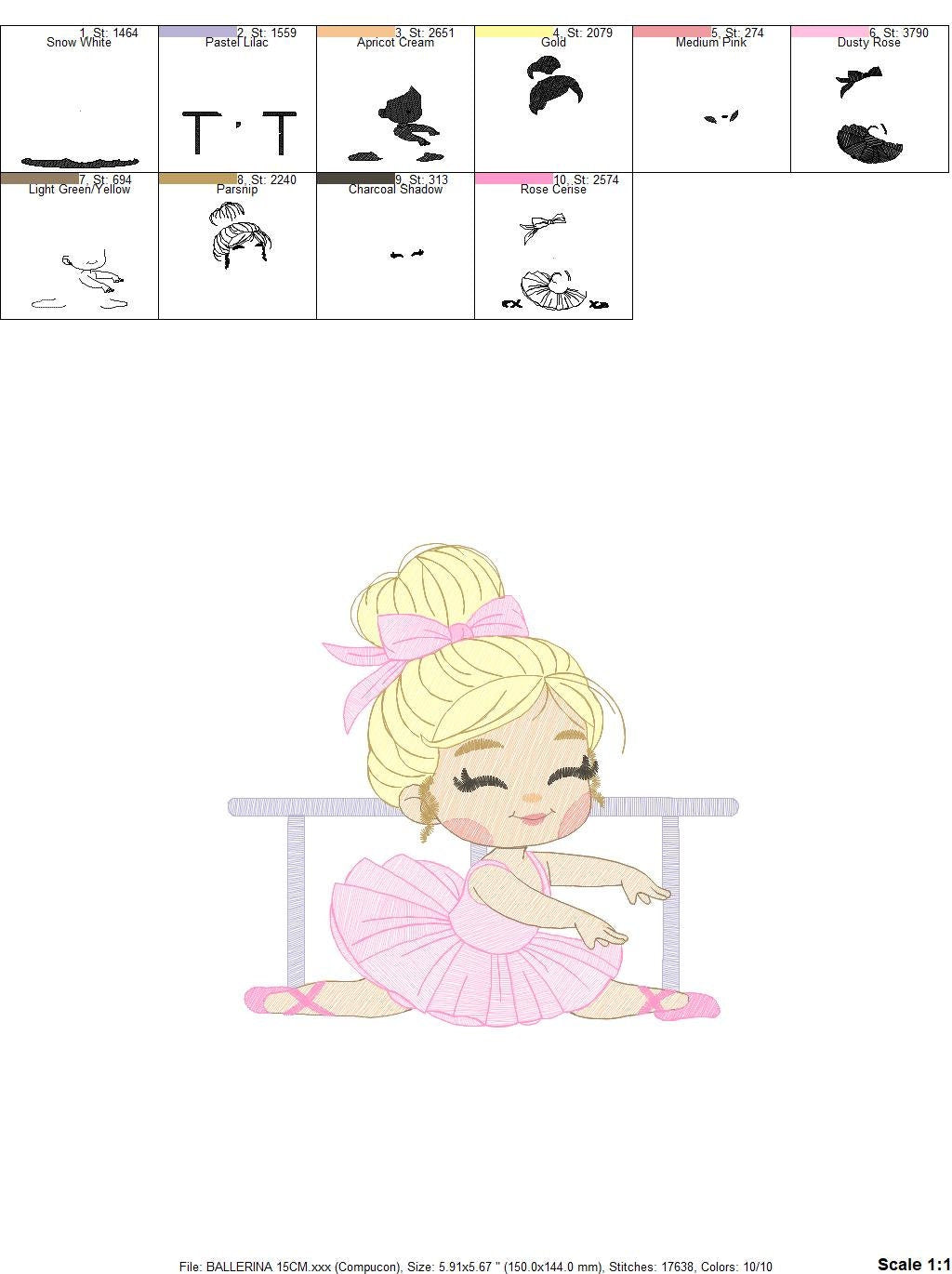 Ballerina embroidery designs - Ballet dancer embroidery design machine embroidery pattern - baby girl embroidery file - instant download hus