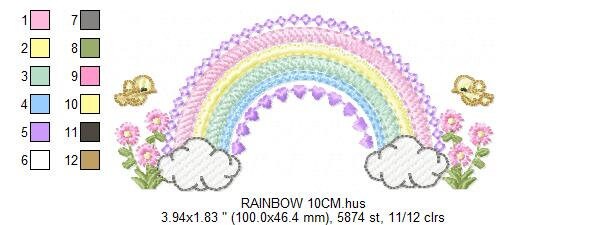 Rainbow embroidery design - Rainbow with clouds embroidery designs machine embroidery pattern - Baby girl embroidery file - digital download