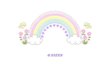 Load image into Gallery viewer, Rainbow embroidery design - Rainbow with clouds embroidery designs machine embroidery pattern - Baby girl embroidery file - digital download
