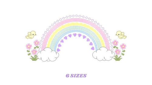 Rainbow embroidery design - Rainbow with clouds embroidery designs machine embroidery pattern - Baby girl embroidery file - digital download