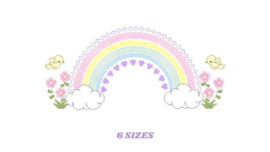 Rainbow embroidery design - Rainbow with clouds embroidery designs machine embroidery pattern - Baby girl embroidery file - digital download