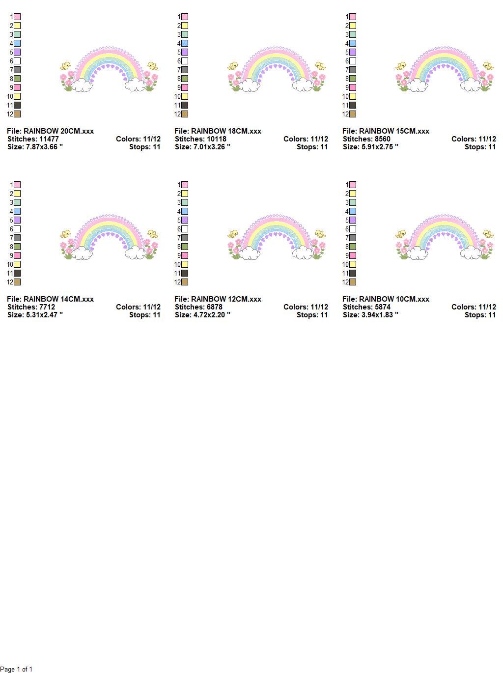 Rainbow embroidery design - Rainbow with clouds embroidery designs machine embroidery pattern - Baby girl embroidery file - digital download