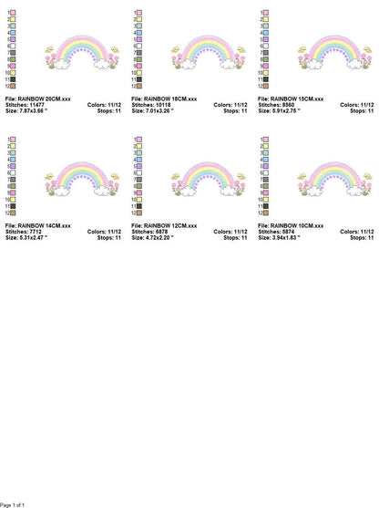 Rainbow embroidery design - Rainbow with clouds embroidery designs machine embroidery pattern - Baby girl embroidery file - digital download