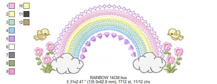 Rainbow embroidery design - Rainbow with clouds embroidery designs machine embroidery pattern - Baby girl embroidery file - digital download
