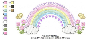 Rainbow embroidery design - Rainbow with clouds embroidery designs machine embroidery pattern - Baby girl embroidery file - digital download