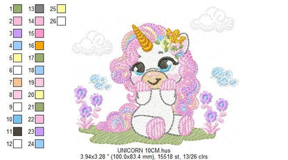 Unicorn embroidery designs - Baby Girl embroidery design machine embroidery pattern - Unicorns embroidery file - Fairy tale magical Fantasy