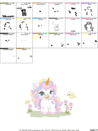 Unicorn embroidery designs - Baby Girl embroidery design machine embroidery pattern - Unicorns embroidery file - Fairy tale magical Fantasy