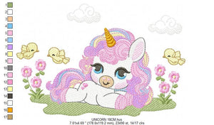 Unicorn embroidery designs - Baby Girl embroidery design machine embroidery pattern - Fairy tale magical Fantasy - instant download pes jef