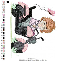 Carica l&#39;immagine nel visualizzatore di Gallery, Girl biker embroidery designs - Girl with motorcycle embroidery design machine embroidery pattern - Scooter embroidery file - Chopper Hog
