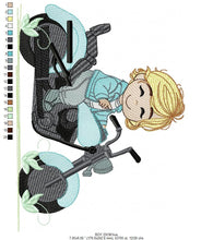 Charger l&#39;image dans la galerie, Boy with bike embroidery designs - Baby Boy embroidery design machine embroidery pattern - Motorcycle Chopper Scooter Hog Motorcyclist pes
