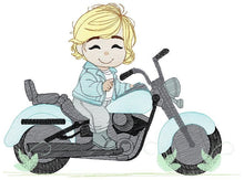 Charger l&#39;image dans la galerie, Boy with bike embroidery designs - Baby Boy embroidery design machine embroidery pattern - Motorcycle Chopper Scooter Hog Motorcyclist pes
