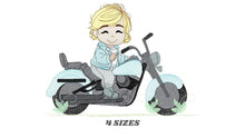 Carica l&#39;immagine nel visualizzatore di Gallery, Boy with bike embroidery designs - Baby Boy embroidery design machine embroidery pattern - Motorcycle Chopper Scooter Hog Motorcyclist pes
