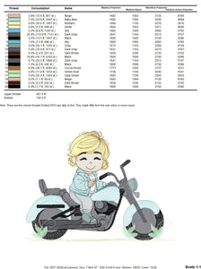 Boy with bike embroidery designs - Baby Boy embroidery design machine embroidery pattern - Motorcycle Chopper Scooter Hog Motorcyclist pes