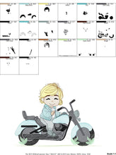 Carica l&#39;immagine nel visualizzatore di Gallery, Boy with bike embroidery designs - Baby Boy embroidery design machine embroidery pattern - Motorcycle Chopper Scooter Hog Motorcyclist pes
