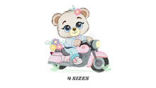 Load image into Gallery viewer, Bear with bike embroidery designs - Motorcycle embroidery design machine embroidery pattern - Baby boy embroidery file - Biker Bear Scooter
