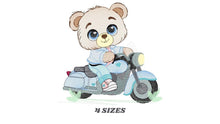 Load image into Gallery viewer, Male Bear with bike embroidery designs - Bear embroidery design machine embroidery pattern - Baby boy embroidery file - instant download pes
