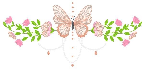 Butterfly embroidery designs - Flower line embroidery design machine embroidery pattern - Flowers embroidery file - instant download towel