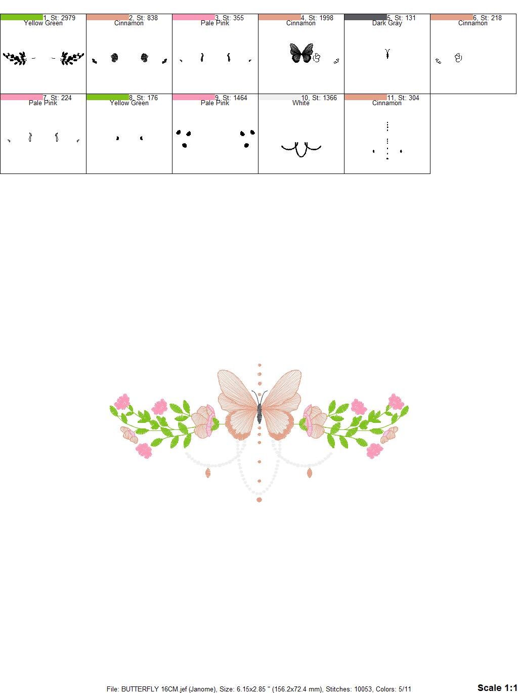 Butterfly embroidery designs - Flower line embroidery design machine embroidery pattern - Flowers embroidery file - instant download towel