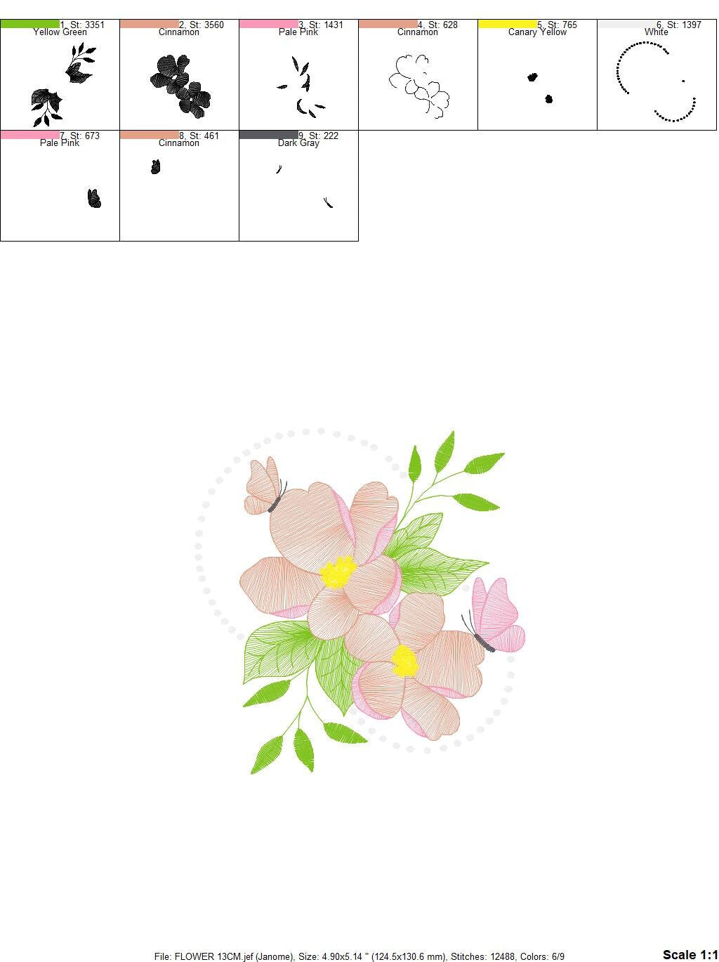 Delicate flower embroidery designs - Butterfly embroidery design machine embroidery pattern - Floral embroidery file - instant download pes