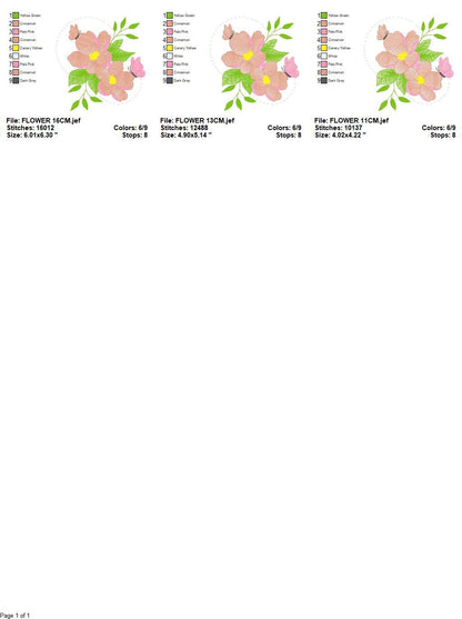 Delicate flower embroidery designs - Butterfly embroidery design machine embroidery pattern - Floral embroidery file - instant download pes