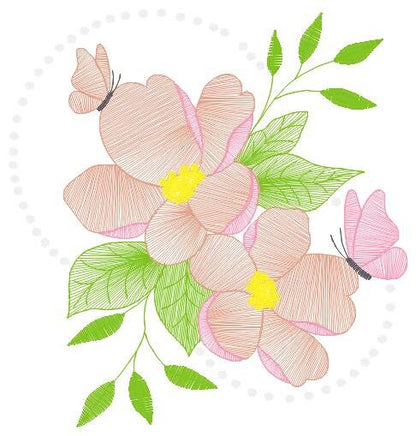 Delicate flower embroidery designs - Butterfly embroidery design machine embroidery pattern - Floral embroidery file - instant download pes