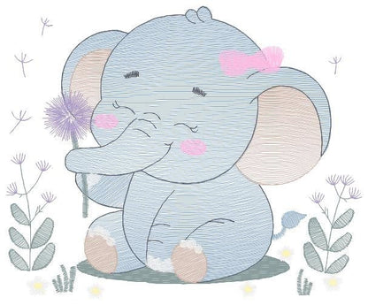 Elephant embroidery designs - Safari Animal embroidery design machine embroidery pattern - Baby girl embroidery file - instant download pes