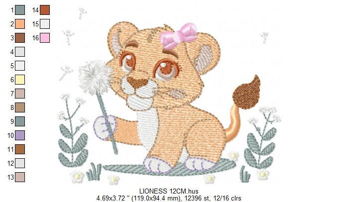 Lioness embroidery designs - Safari animal embroidery design machine embroidery pattern - Baby girl embroidery - Lion embroidery download
