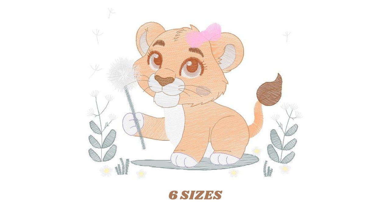 Lioness embroidery designs - Safari animal embroidery design machine embroidery pattern - Baby girl embroidery - Lion embroidery download