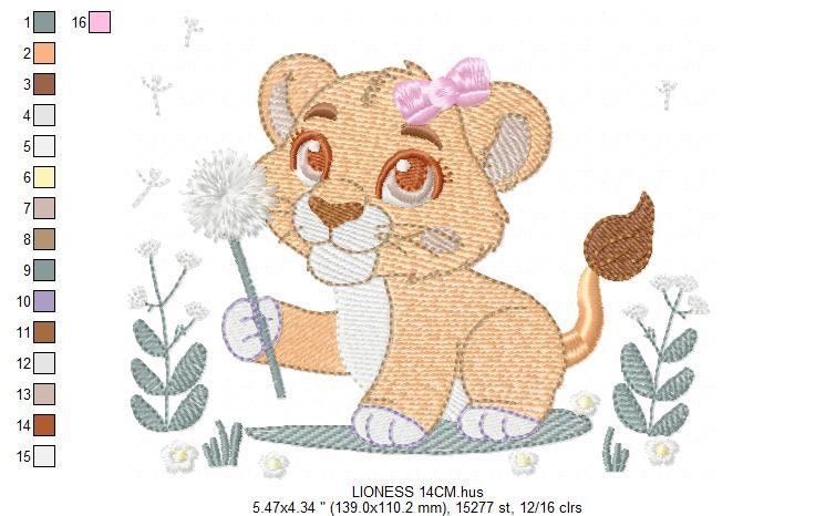 Lioness embroidery designs - Safari animal embroidery design machine embroidery pattern - Baby girl embroidery - Lion embroidery download