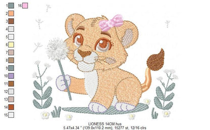 Lioness embroidery designs - Safari animal embroidery design machine embroidery pattern - Baby girl embroidery - Lion embroidery download