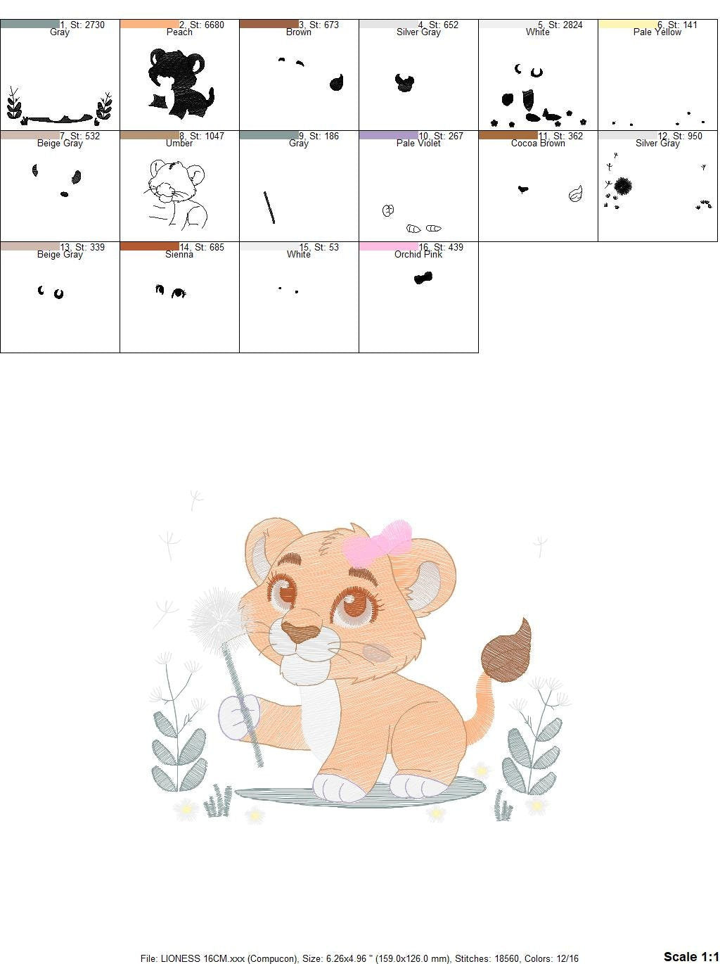 Lioness embroidery designs - Safari animal embroidery design machine embroidery pattern - Baby girl embroidery - Lion embroidery download