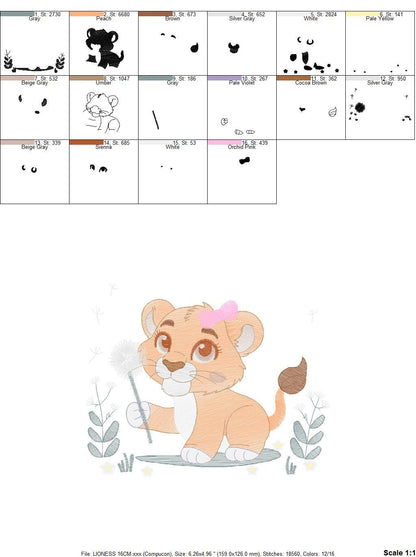 Lioness embroidery designs - Safari animal embroidery design machine embroidery pattern - Baby girl embroidery - Lion embroidery download