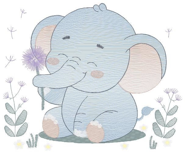 Elephant embroidery designs - Safari Animal embroidery design machine embroidery pattern - Baby boy embroidery file - Elephant with flower