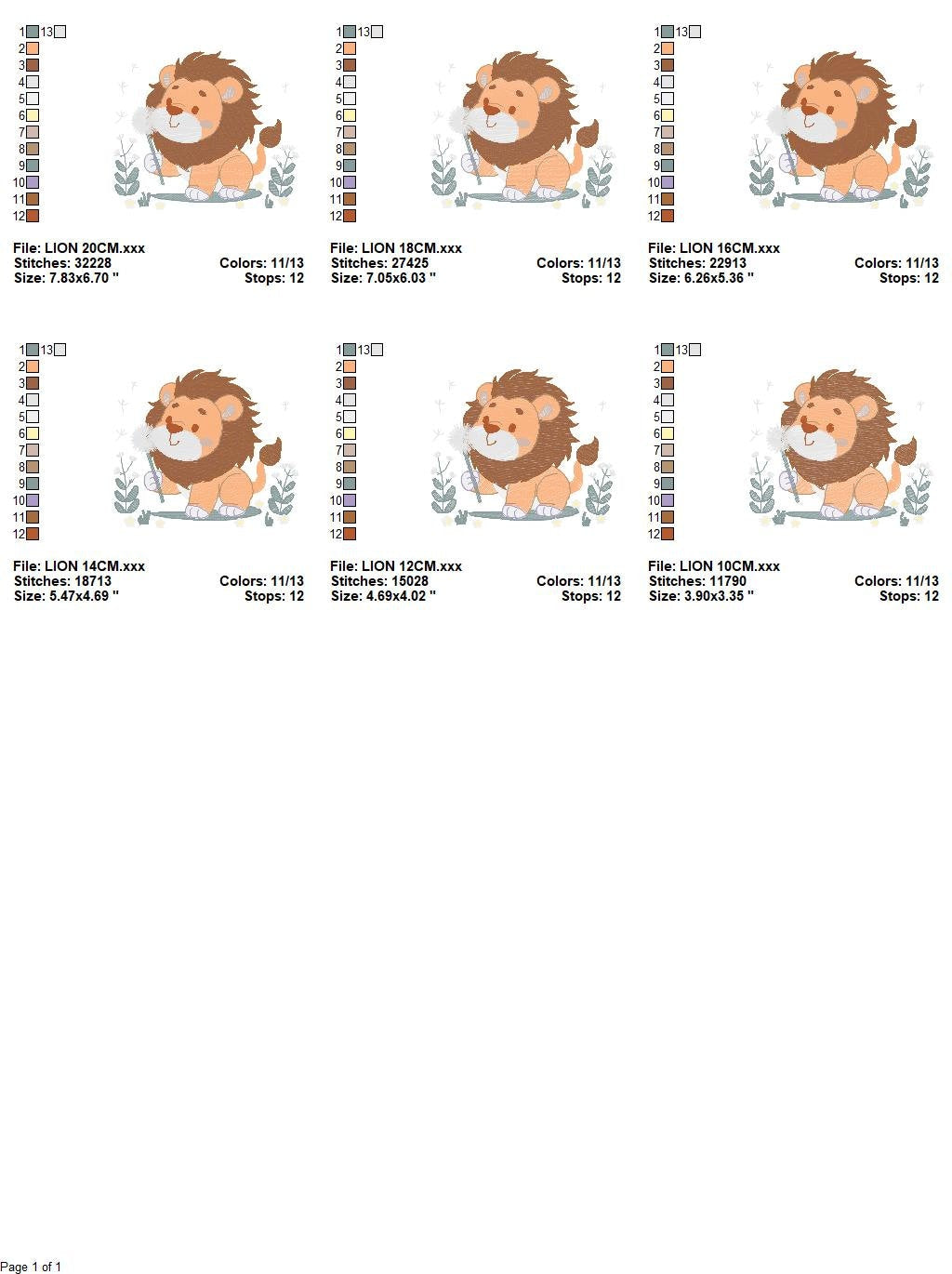 Lion embroidery designs - Safari animal embroidery design machine embroidery pattern - Baby boy embroidery - Lion with flower embroidery pes