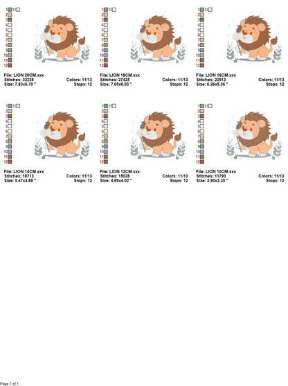 Lion embroidery designs - Safari animal embroidery design machine embroidery pattern - Baby boy embroidery - Lion with flower embroidery pes
