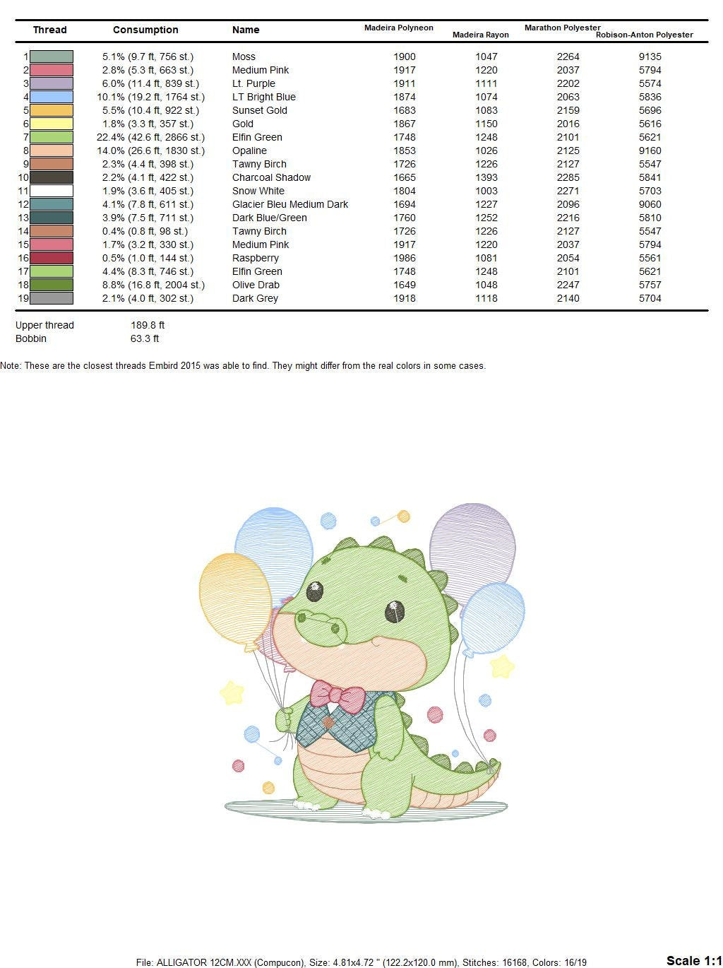 Crocodile embroidery design - Alligator embroidery designs machine embroidery pattern - Animal with balloon embroidery - instant download